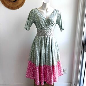 Wayward Fancies floral, cottagecore midi , high waist midi dress, size M